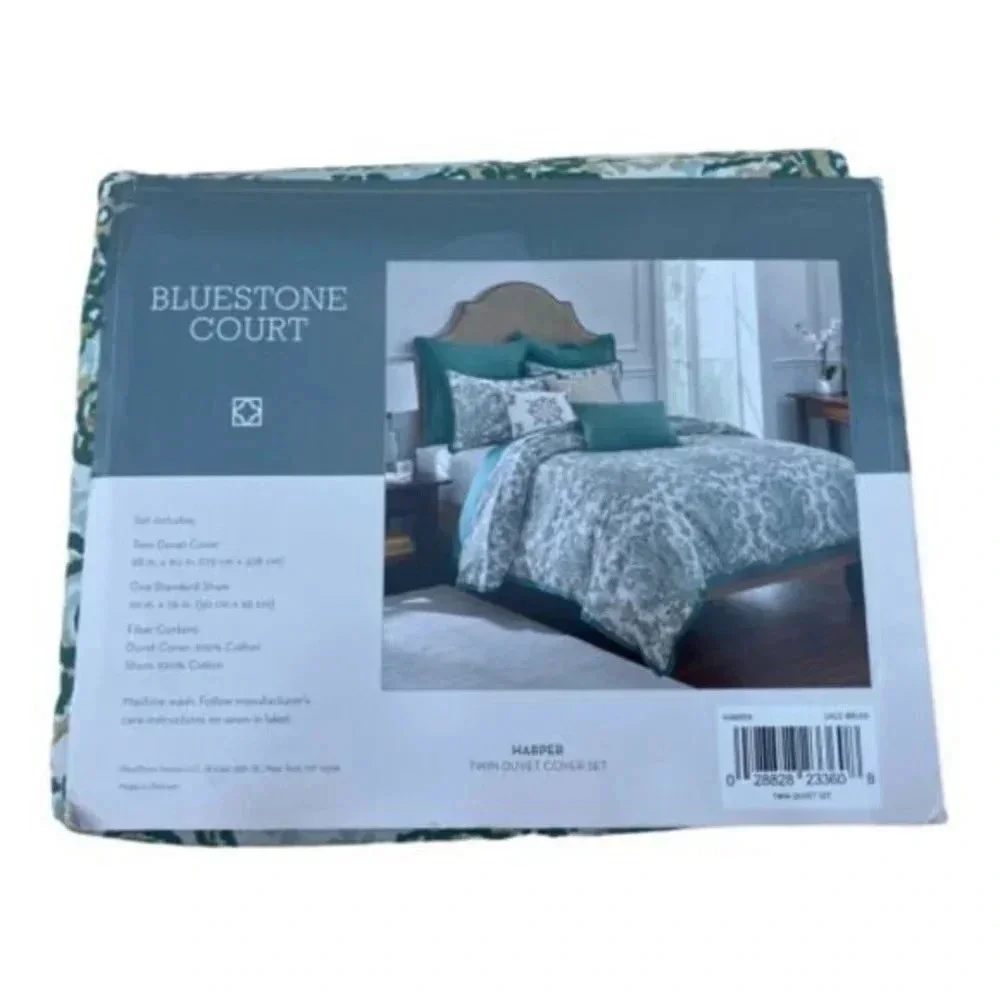 Bluestone Court Harper Twin Duvet Cover Pillow Sham Set‎ Sage Brush New Open Pkg